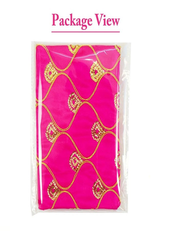 Dulhan DLC Set of 5 Medium Size Silk Fabric JHAROKHA Potli Bags for Return Gifts with embroidered Heavy Sequin Work, Pink ethnic potli jewelry bag for Women Handbag 7 x 9 inches By Dulhan - Image 4